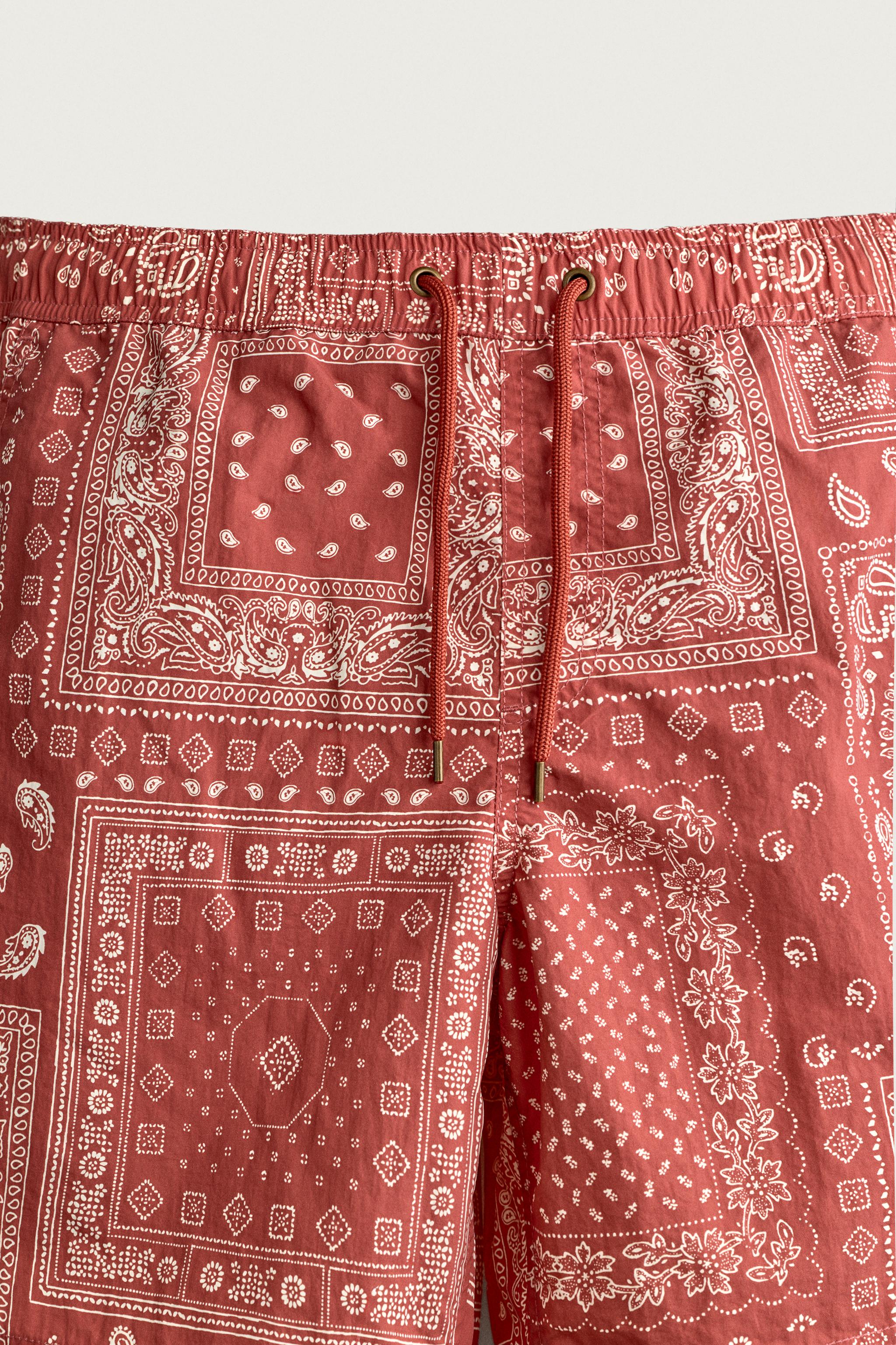 BANDANA PRINT LONG SWIM SHORTS
